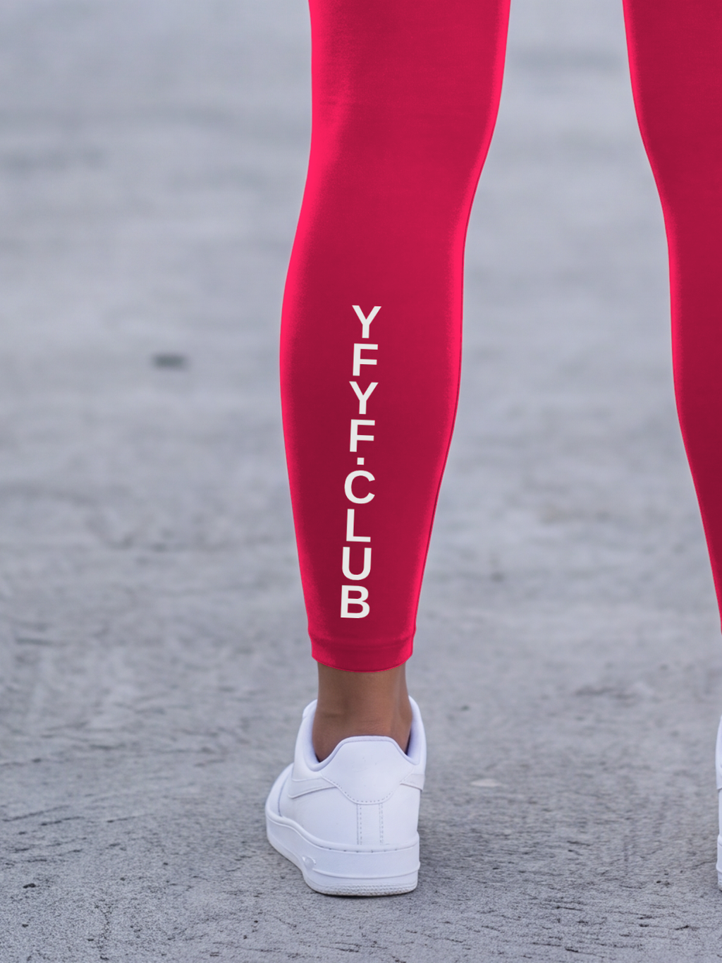 LTD EDITION red leggings calf close-up, YFYF.CLUB