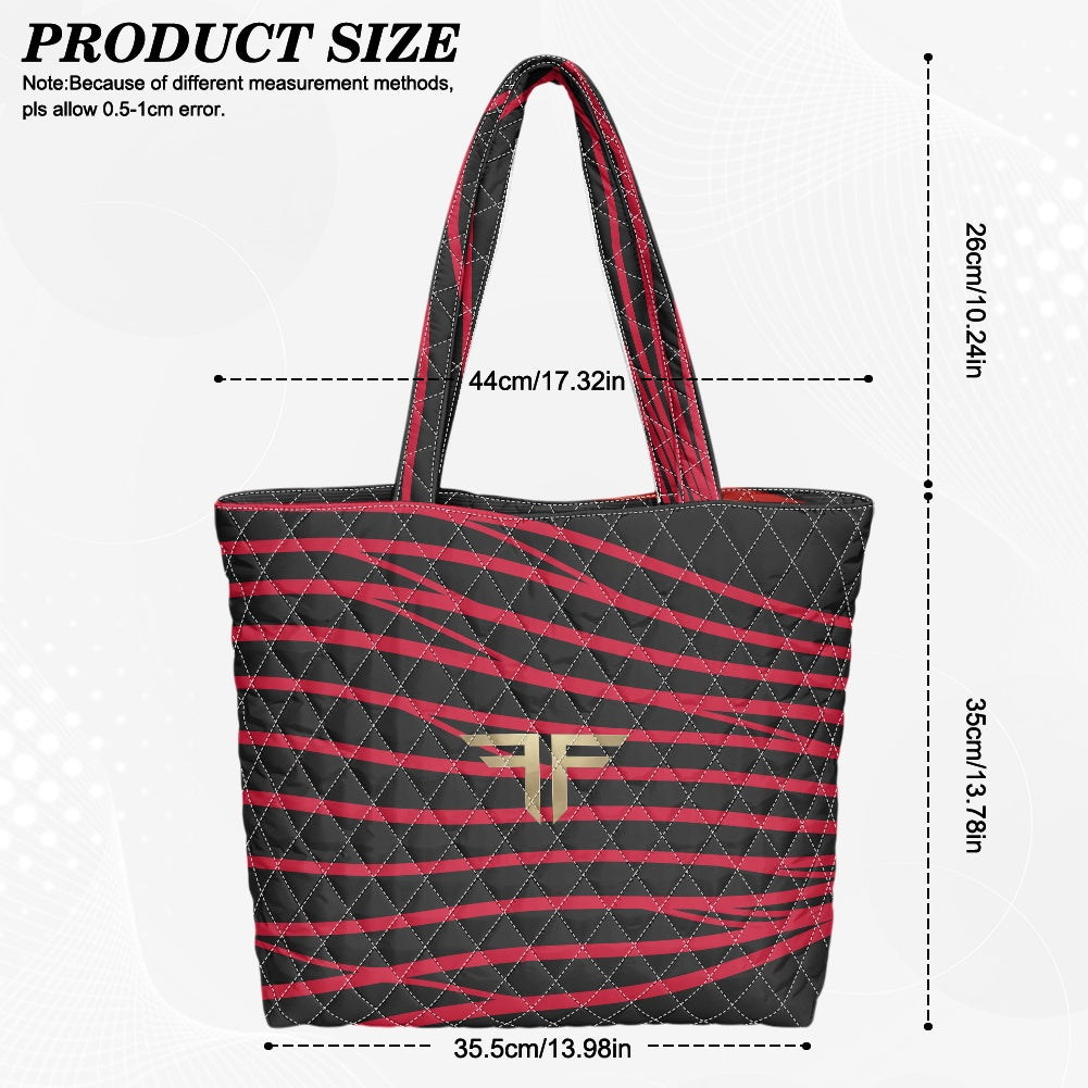 Quilted Tote Bag – Black & Red Stripe