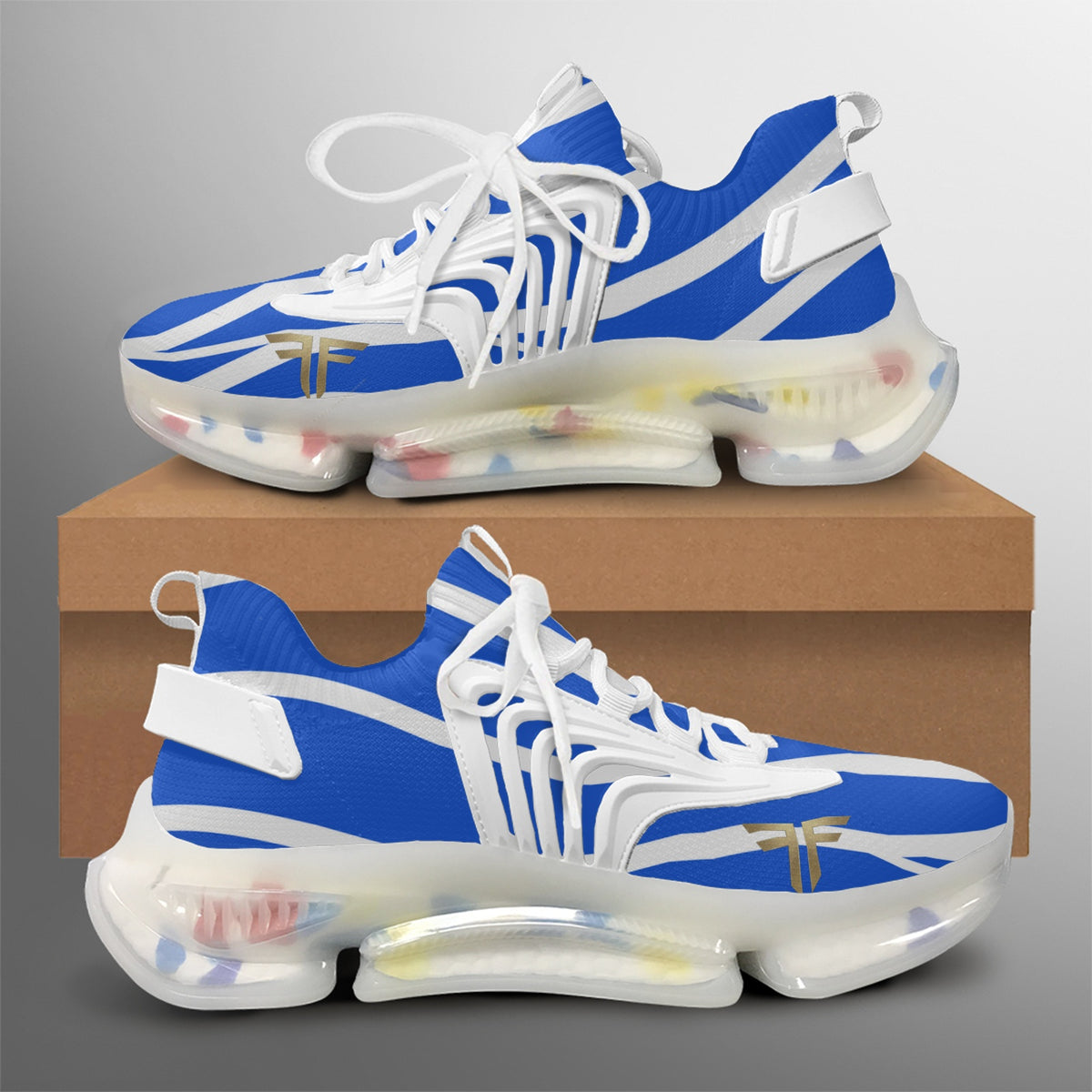 Air React Runner – Blue Stripe, white sole