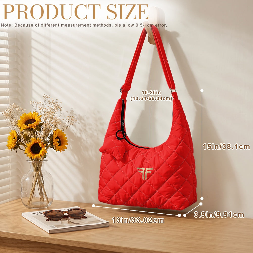 Quilted Hobo Bag – Red