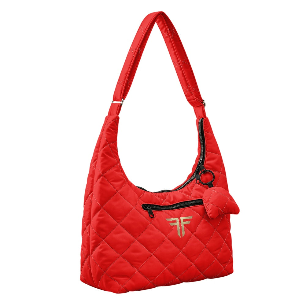 Quilted Hobo Bag – Red