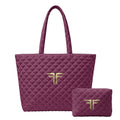 Quilted Shoulder Bag & Pouch Set – Burgundy